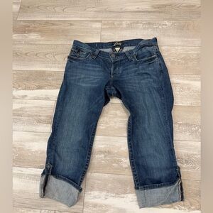 Lucky Brand Women's Dark Blue Cropped Jeans with Cuffed Hem